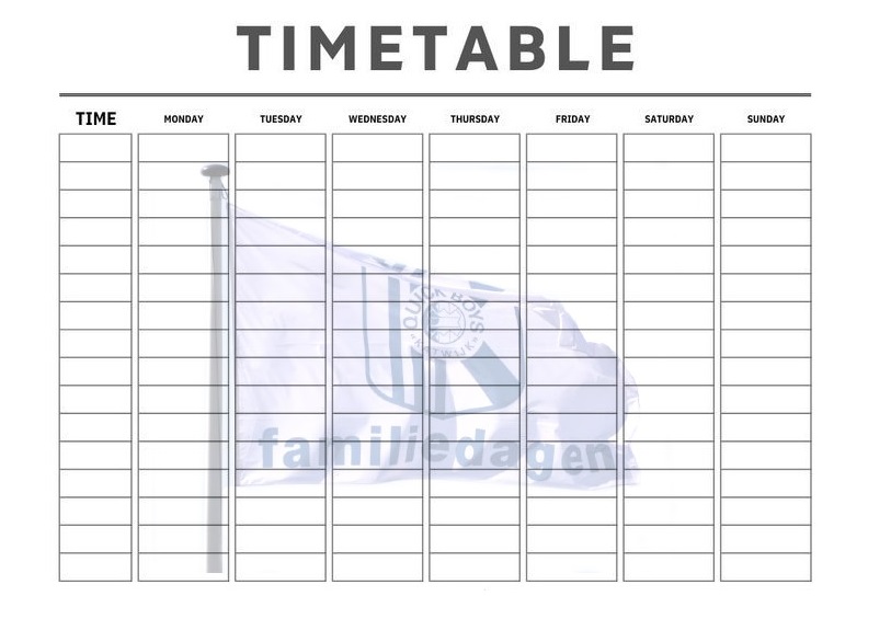 Timetable, familiedagen